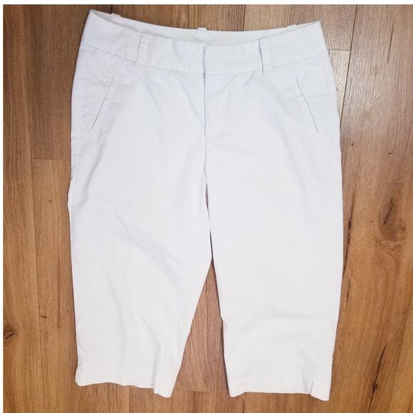 Dockers Women's Capri White Cotton Blend Stretch Pockets Zip Button Size 12 Tall - Picture 1 of 8